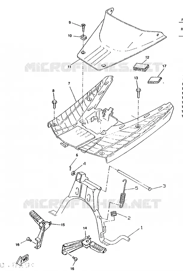 SUPPORT / REPOSE PIEDS Yamaha SCOOTER 50 1995 BOOSTER  CW50RS