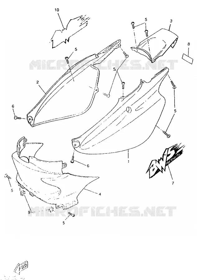 COUVERCLE LATERAL Yamaha SCOOTER 50 1996 BOOSTER  CW50RS