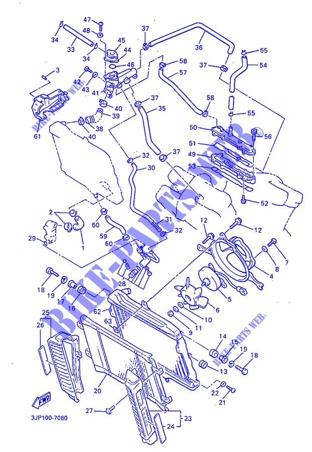 RADIATEUR / DURITES pour Yamaha VMX12 de 1997