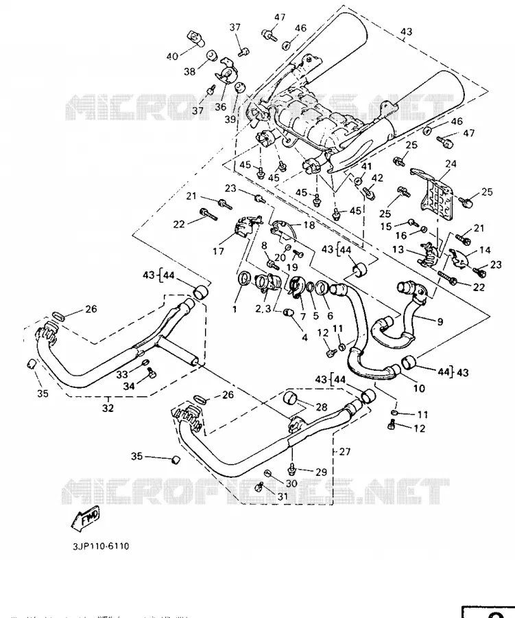 ECHAPPEMENT Yamaha MOTO 1200 1997 VMAX  V-MAX12