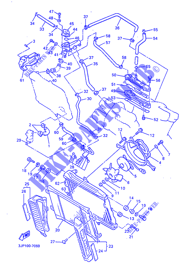 RADIATEUR / DURITES pour Yamaha VMX12 de 1997