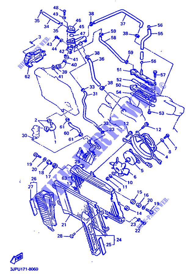 RADIATEUR / DURITES pour Yamaha VMX12 de 1999