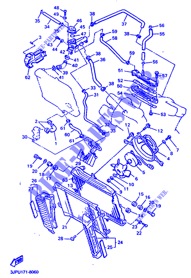 RADIATEUR / DURITES pour Yamaha VMX12 de 1999
