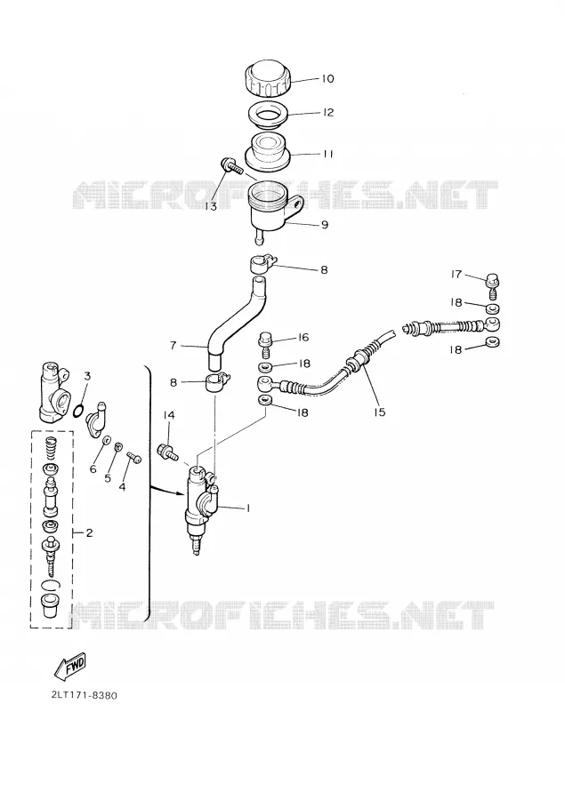 MAITRE CYLINDRE DE FREIN ARRIERE Yamaha MOTO 1200 2001 VMAX  VMX12