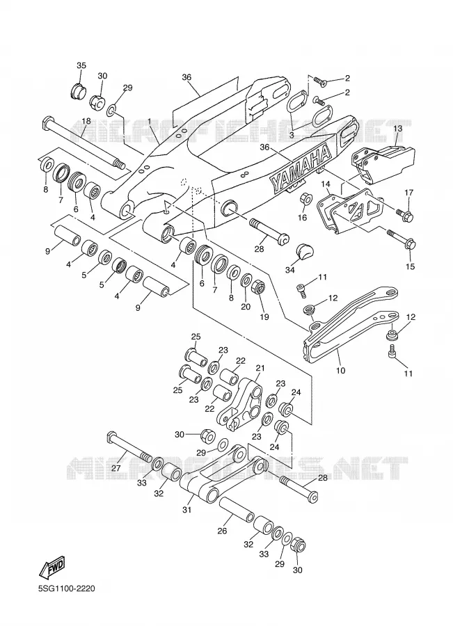 BRAS ARRIERE Yamaha MOTO 250 2002 WRF  WR250F
