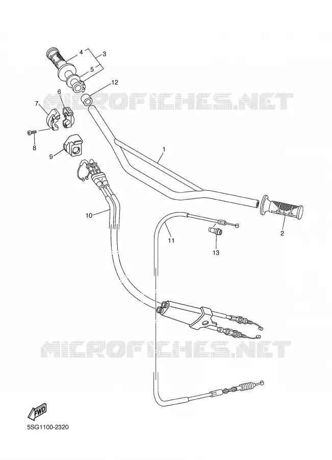 GUIDON ET CABLES Yamaha MOTO 250 2002 WRF  WR250F
