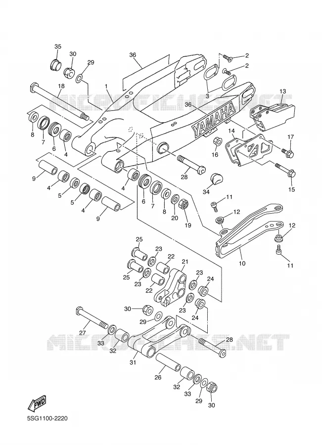BRAS ARRIERE Yamaha MOTO 250 2002 WRF  WR250F