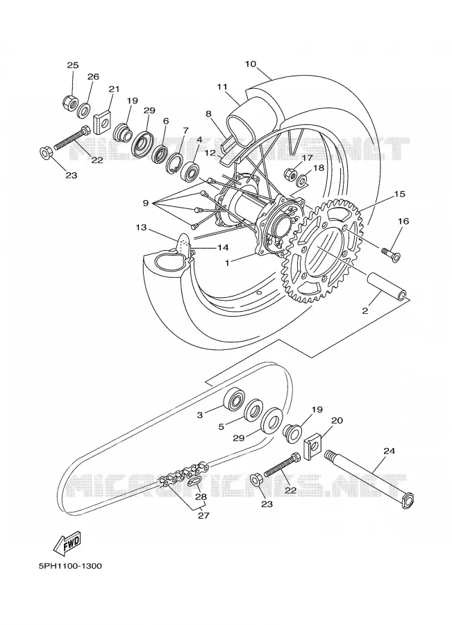 ROUE ARRIERE Yamaha MOTO 250 2002 WRF  WR250F