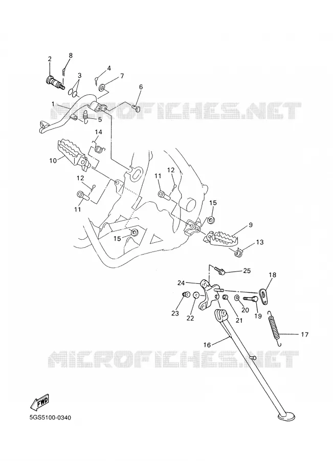 SUPPORT / REPOSE PIEDS Yamaha MOTO 250 2002 WRF  WR250F