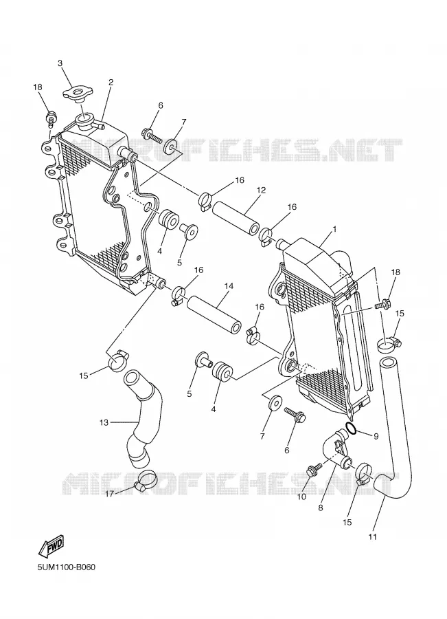 RADIATEUR / DURITES Yamaha MOTO 250 2003 WRF  WR250F