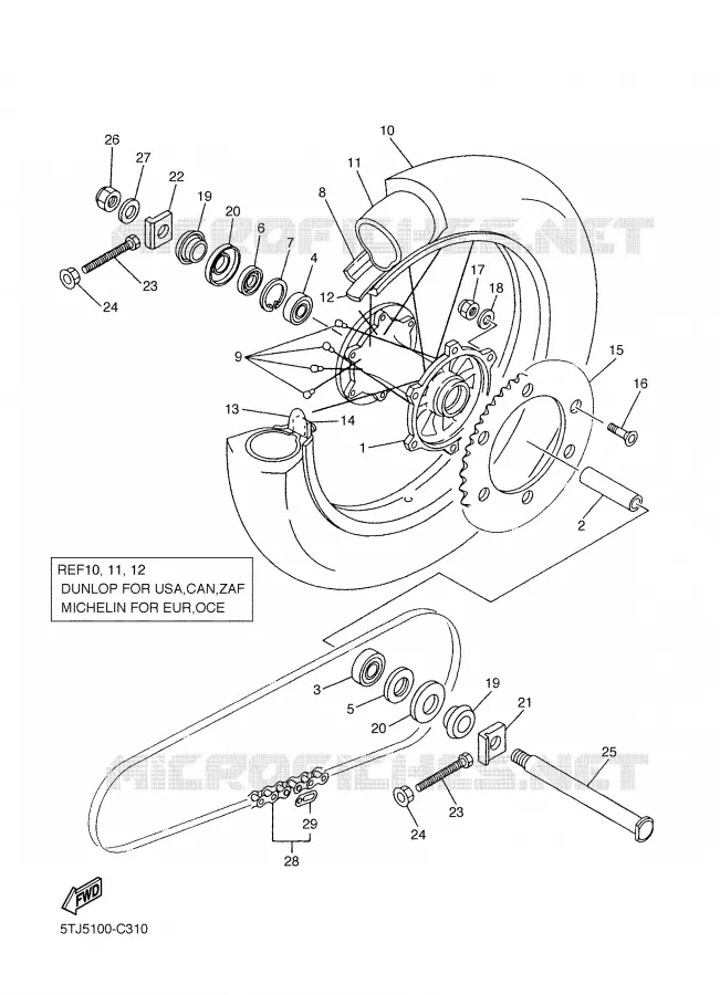 ROUE ARRIERE Yamaha MOTO 250 2004 WRF  WR250F