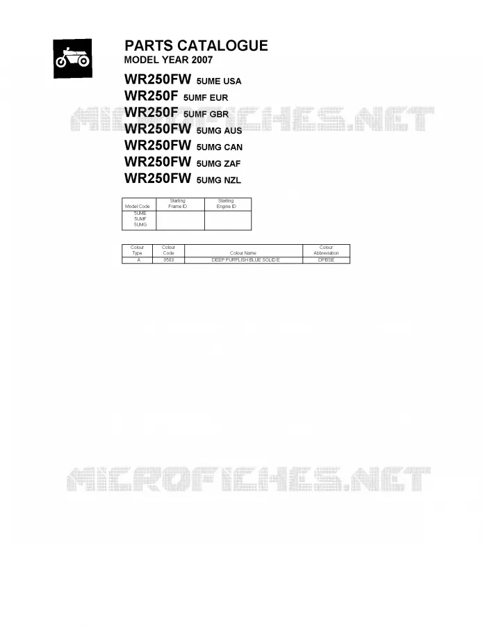 * CATALOG PREFACE * Yamaha MOTO 250 2007 WRF  WR250F