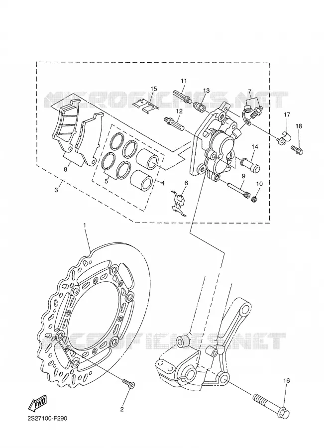 ETRIER DE FREIN AVANT Yamaha MOTO 250 2007 WRF  WR250F