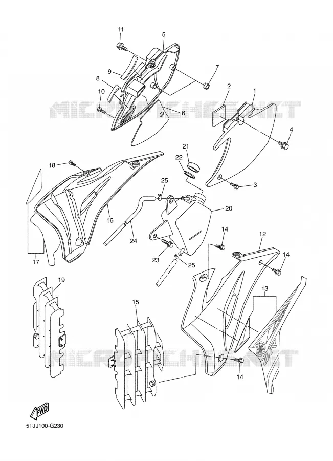 COUVERCLE LATERAL Yamaha MOTO 250 2008 WRF  WR250F
