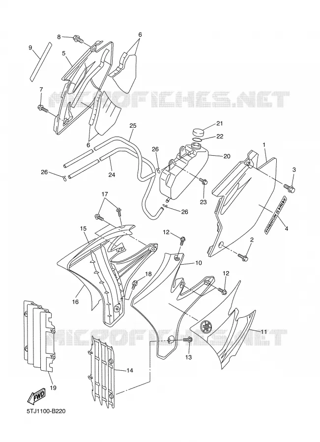 COUVERCLE LATERAL Yamaha MOTO 250 2003 WRF  WR250FR