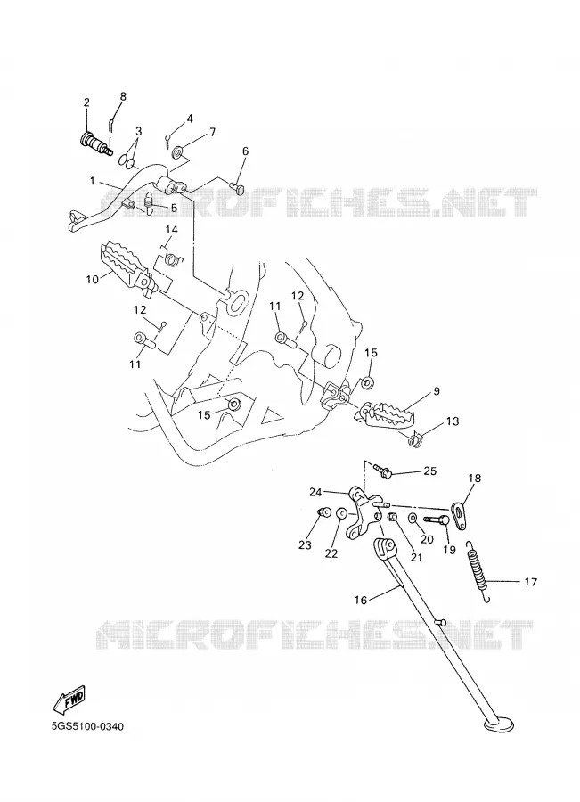 SUPPORT / REPOSE PIEDS Yamaha MOTO 250 2003 WRF  WR250FR