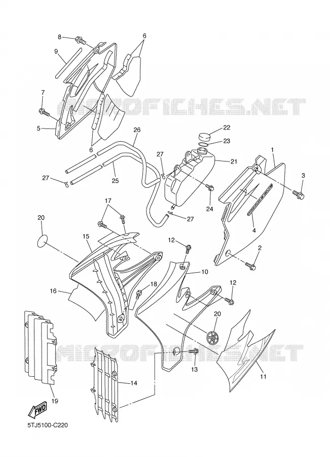 COUVERCLE LATERAL Yamaha MOTO 250 2004 WRF  WR250FS
