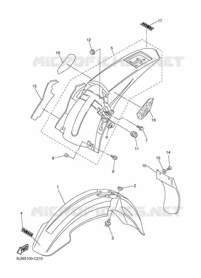 GARDE BOUE Yamaha MOTO 250 2004 WRF  WR250FS