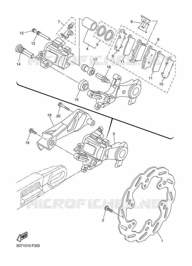 ETRIER DE FREIN ARRIERE Yamaha MOTO 250 2008 WR-R  WR250R