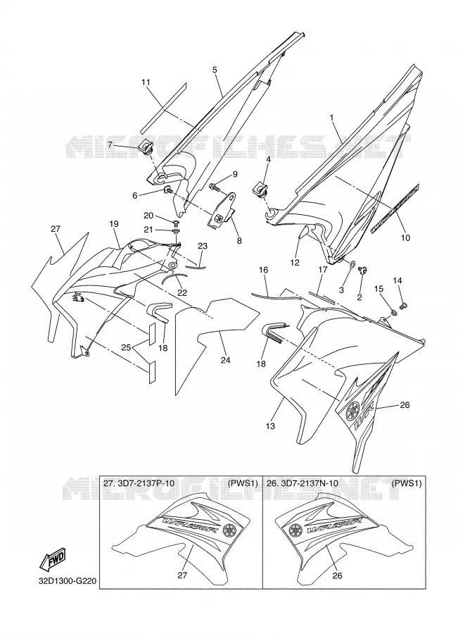 COUVERCLE LATERAL Yamaha MOTO 250 2008 WRX  WR250X