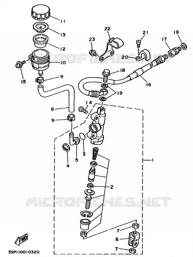 MAITRE CYLINDRE DE FREIN ARRIERE Yamaha MOTO 250 1993 WRZ  WR250Z