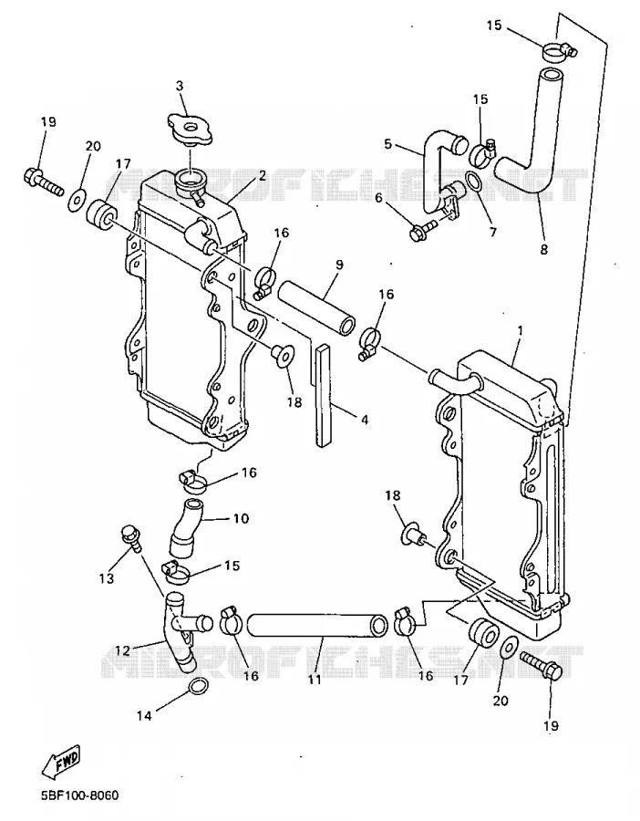 RADIATEUR / DURITES Yamaha MOTO 400 1998 WRF  WR400F