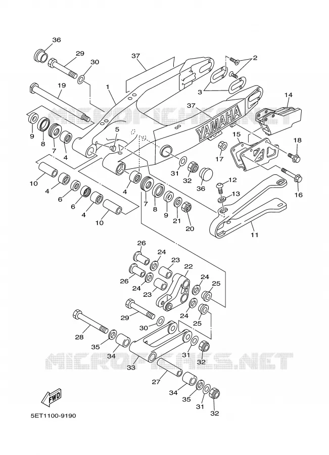 BRAS ARRIERE Yamaha MOTO 400 1999 WRF  WR400F