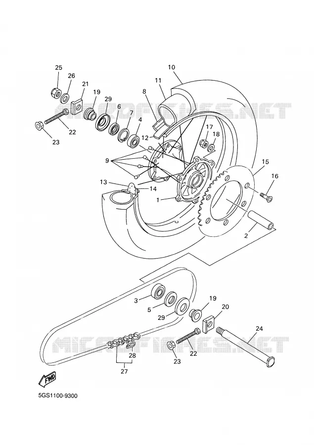 ROUE ARRIERE Yamaha MOTO 400 1999 WRF  WR400F