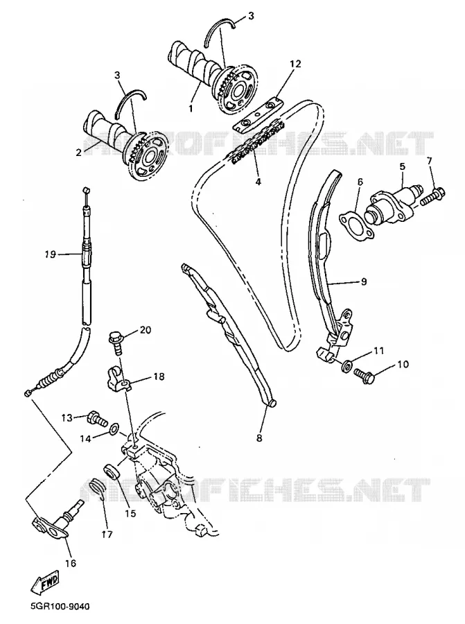 ARBRE A CAMES / CHAINE DE DISTRIBUTION Yamaha MOTO 400 1999 WRF  WR400F