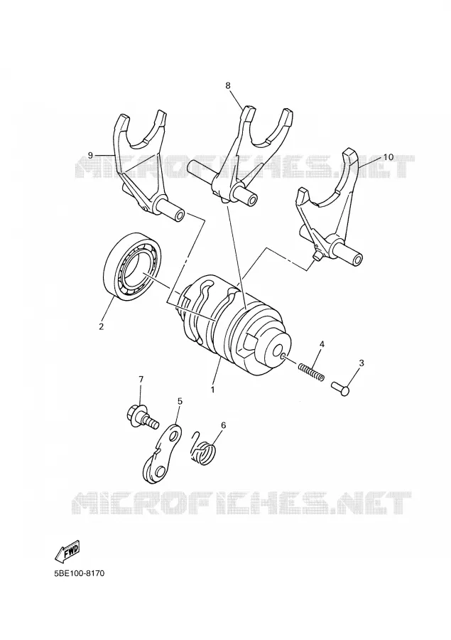 BARILLET DE SELECTION / FOURCHETTES Yamaha MOTO 400 2000 WRF  WR400F