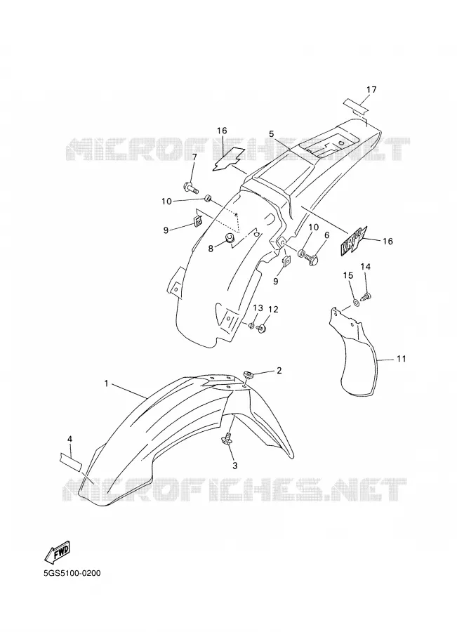 GARDE BOUE Yamaha MOTO 400 2000 WRF  WR400F