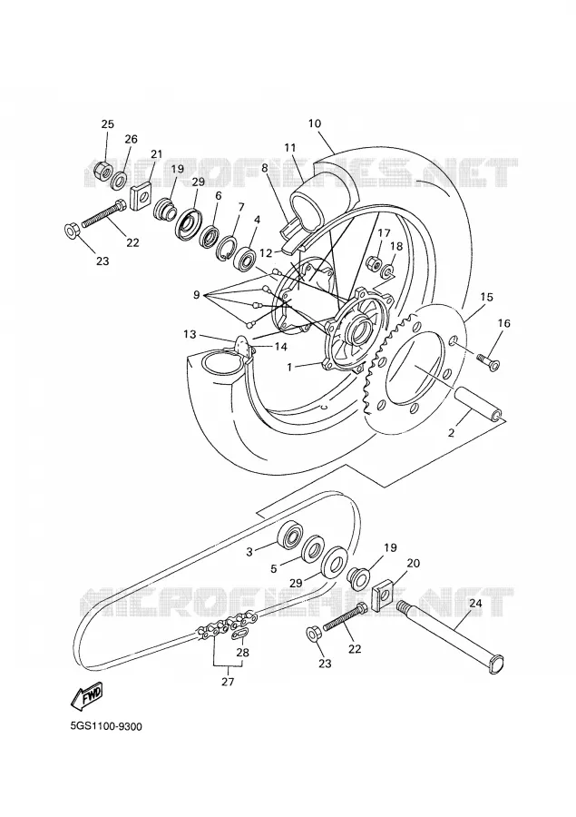 ROUE ARRIERE Yamaha MOTO 400 2000 WRF  WR400F