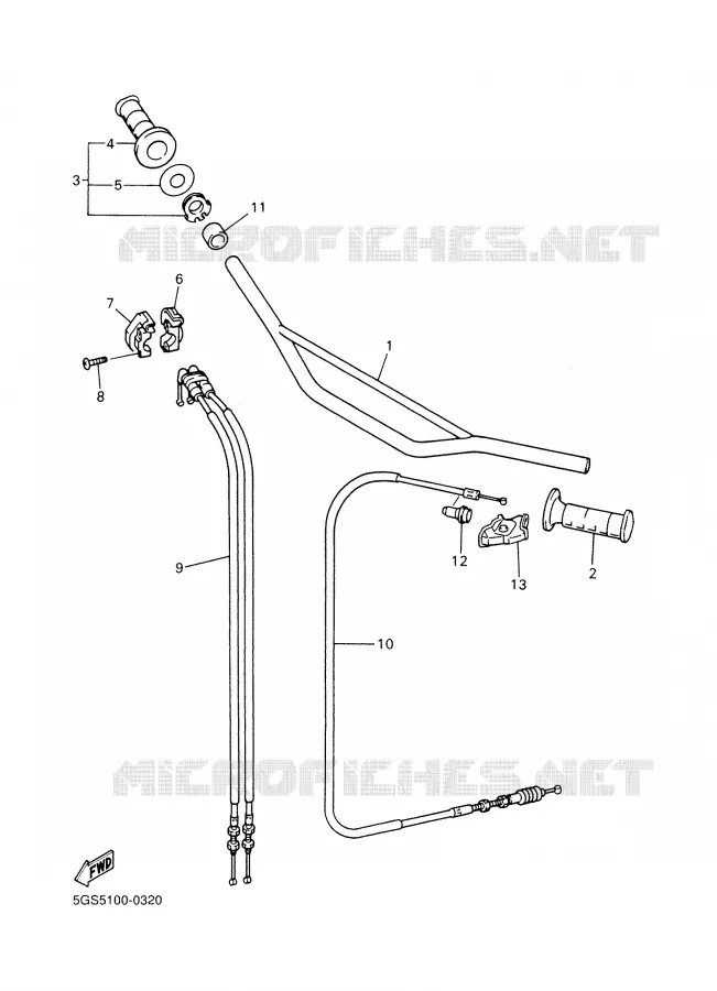 GUIDON ET CABLES Yamaha MOTO 400 2000 WRF  WR400F