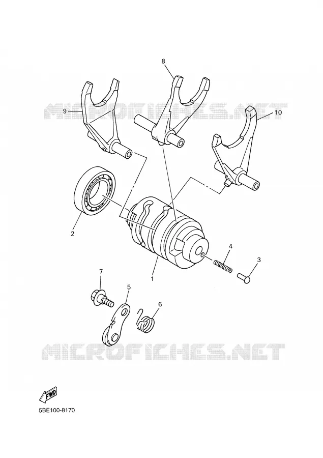 BARILLET DE SELECTION / FOURCHETTES Yamaha MOTO 400 2000 WRF  WR400F