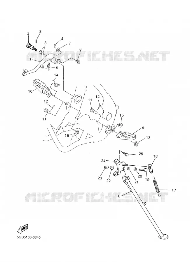SUPPORT / REPOSE PIEDS Yamaha MOTO 400 2000 WRF  WR400F