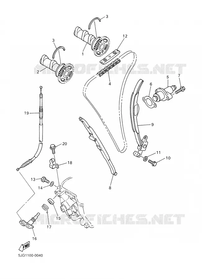 ARBRE A CAMES / CHAINE DE DISTRIBUTION Yamaha MOTO 400 2001 WRF  WR400F