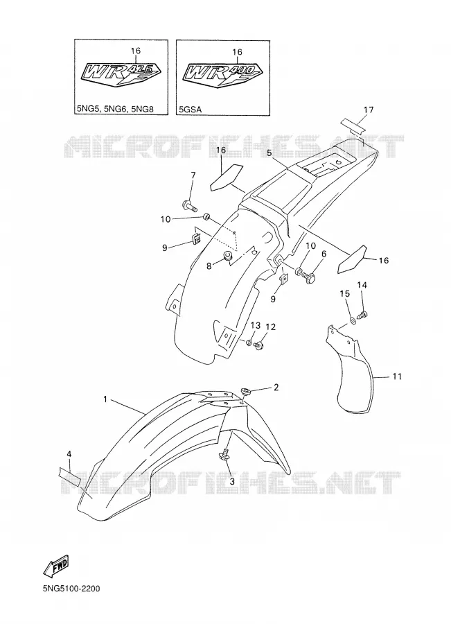 GARDE BOUE Yamaha MOTO 400 2002 WRF  WR400F