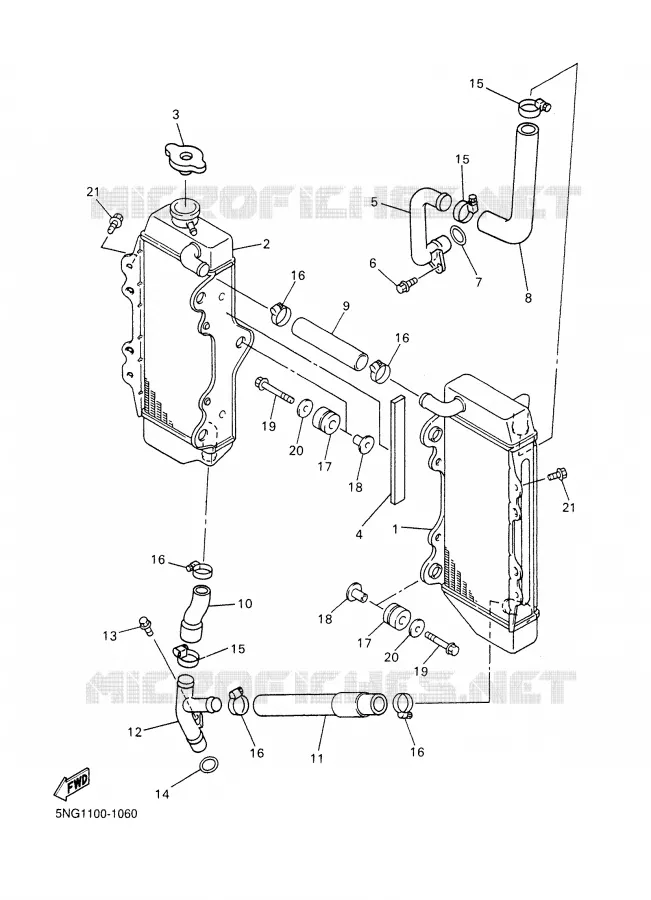 RADIATEUR / DURITES Yamaha MOTO 400 2002 WRF  WR400F
