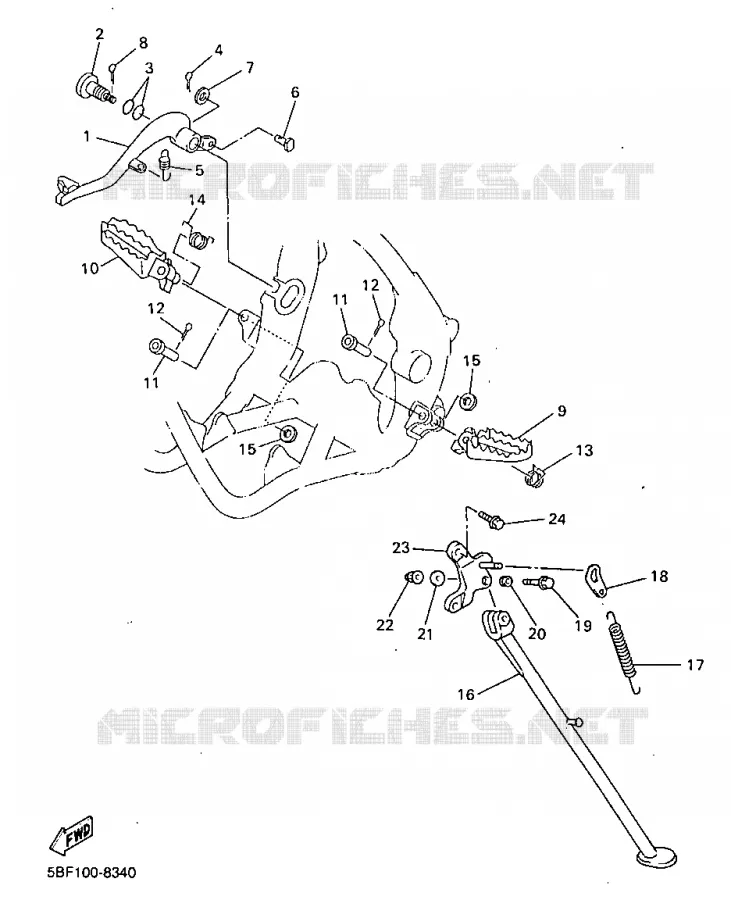 SUPPORT / REPOSE PIEDS Yamaha MOTO 400 1998 WRF  WR400FK