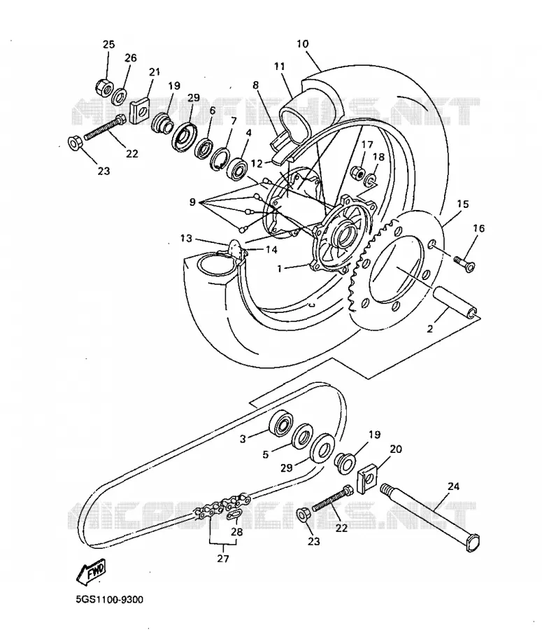 ROUE ARRIERE Yamaha MOTO 400 1999 WRF  WR400FL