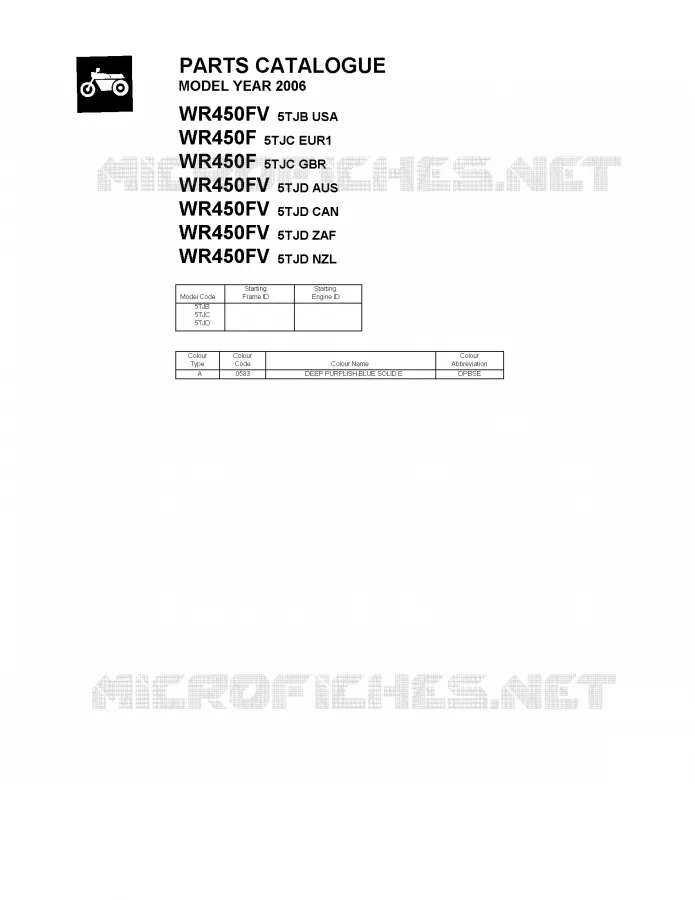 * CATALOG PREFACE * Yamaha MOTO 450 2006 WRF  WR450F