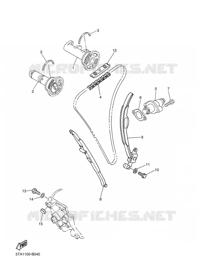 ARBRE A CAMES / CHAINE DE DISTRIBUTION Yamaha MOTO 450 2003 WRF  WR450FR