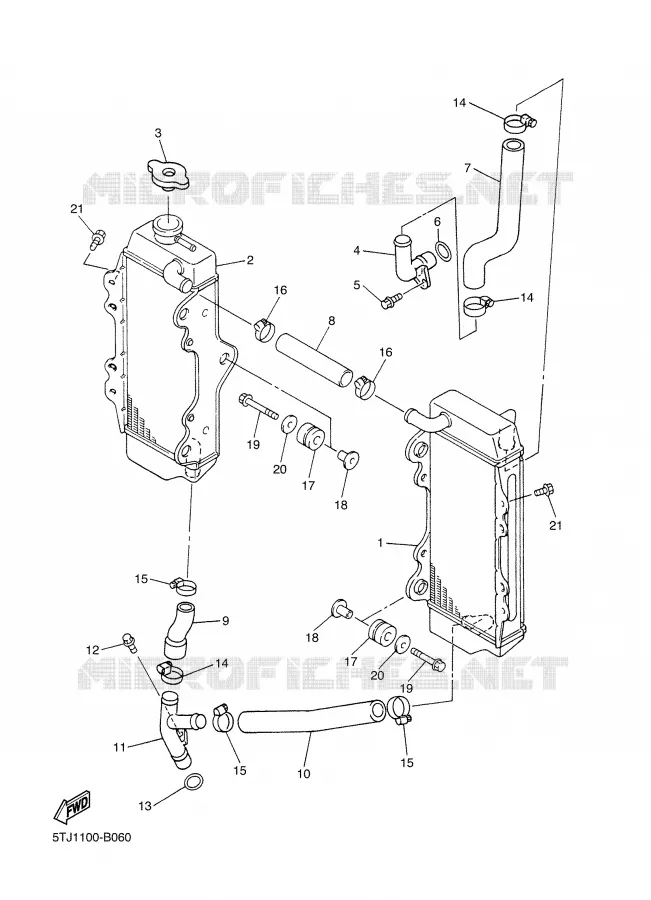 RADIATEUR / DURITES Yamaha MOTO 450 2003 WRF  WR450FR