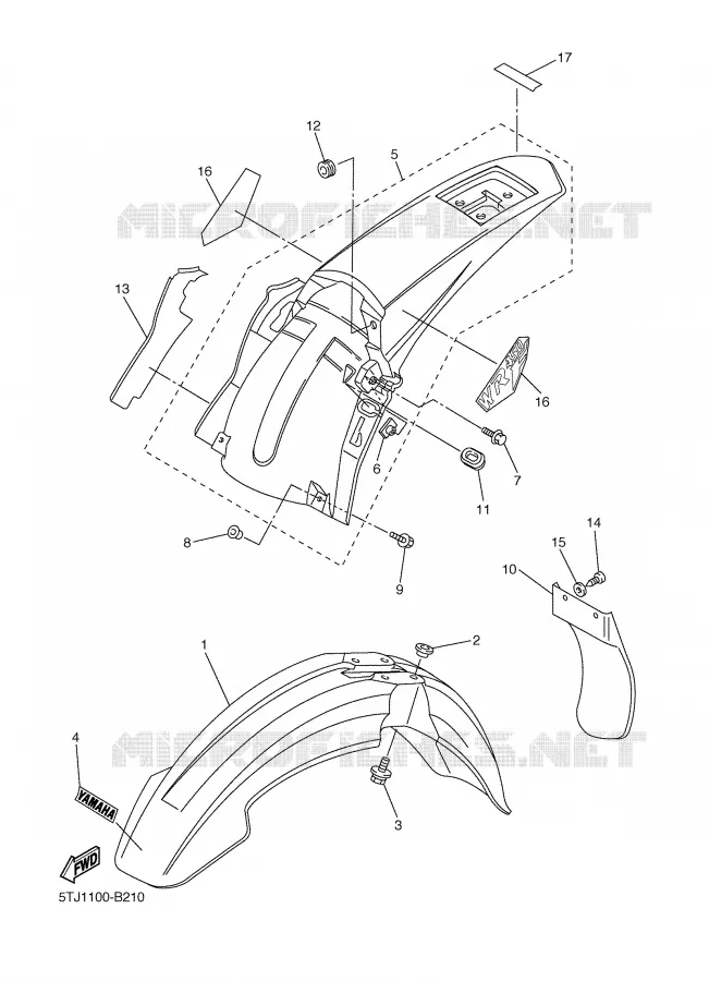 GARDE BOUE Yamaha MOTO 450 2003 WRF  WR450FR