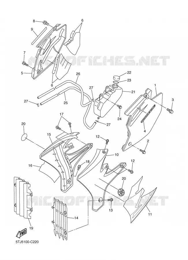COUVERCLE LATERAL Yamaha MOTO 450 2004 WRF  WR450FS