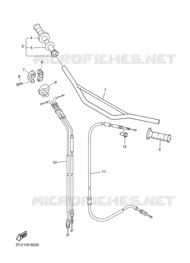 GUIDON ET CABLES Yamaha MOTO 450 2004 WRF  WR450FS