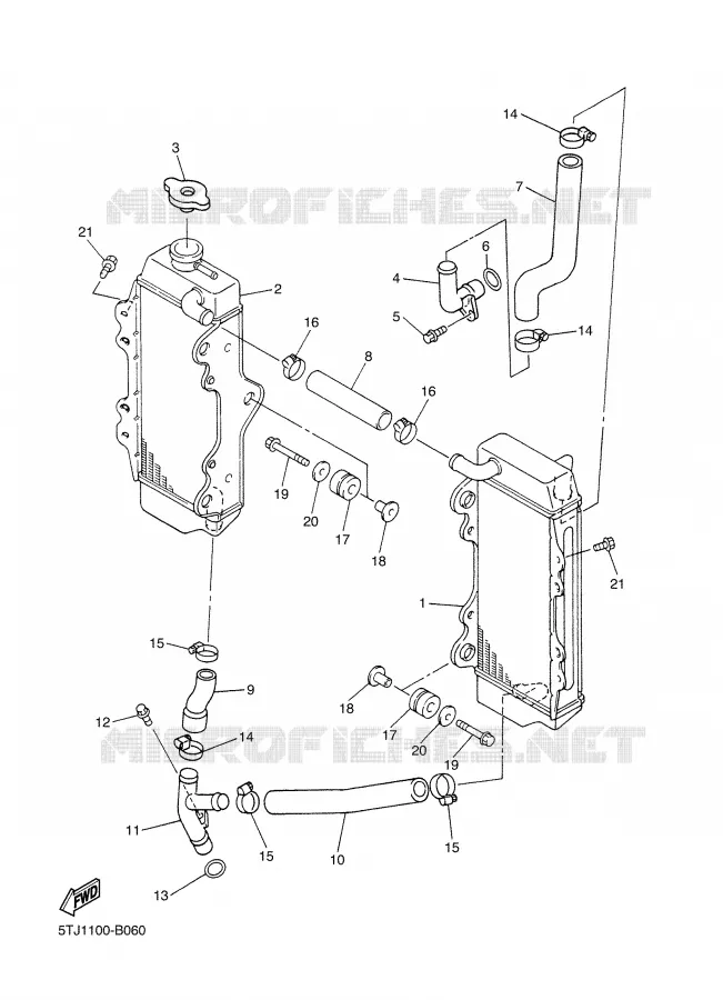 RADIATEUR / DURITES Yamaha MOTO 450 2004 WRF  WR450FS
