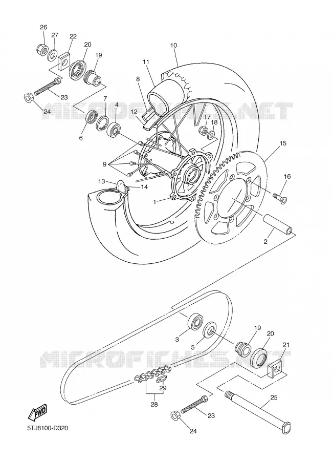 ROUE ARRIERE Yamaha MOTO 450 2005 WRF  WR450FT