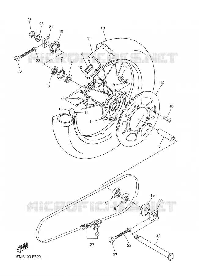 ROUE ARRIERE Yamaha MOTO 450 2006 WRF  WR450FV