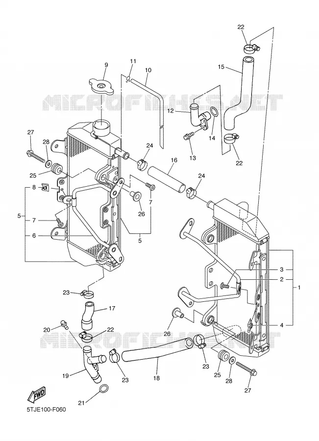 RADIATEUR / DURITES Yamaha MOTO 450 2007 WRF  WR450FW